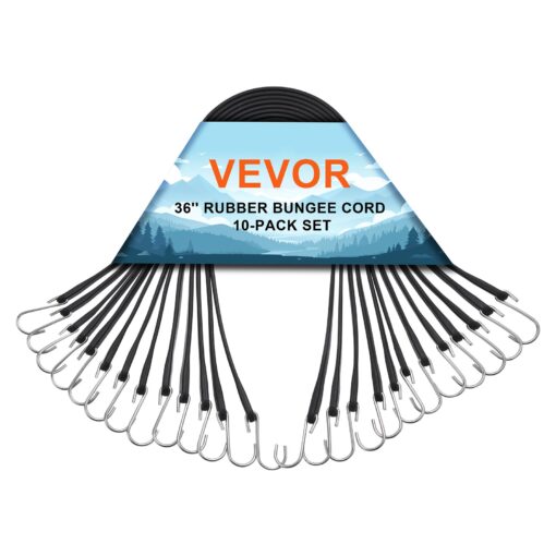 VEVOR 10 Pcs Heavy Duty Flat Bungee Cord Set with S Hook