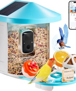 VEVOR Solar-Powered Smart Bird Feeder with 2K HD Camera and AI for Identifying 10