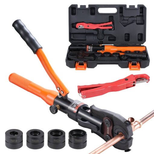 VEVOR Copper Tube Fittings Crimping Tool with Rotatable 360° Head and TH16202632 Jaws for Efficient Hydraulic Pressing