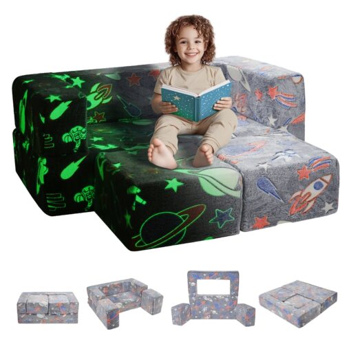 VEVOR Modular Kids Play Couch with Glow in the Dark Fabric