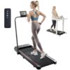 VEVOR Folding Walking Pad Treadmill with Handle Bar and Shock Absorption