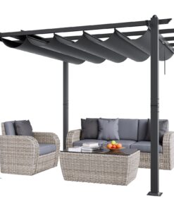 VEVOR 3x3m (10'x10') ārējā izvelkama lapene ar UV50+ saulessarga jumtiņu