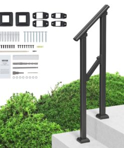 VEVOR Black Steel Square Tube Handrail for 1-2 Outdoor Steps