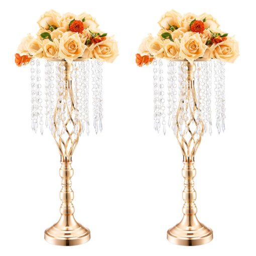 VEVOR 2PCS 55cm2165 Tall Gold Crystal Wedding Flower Stand Vase