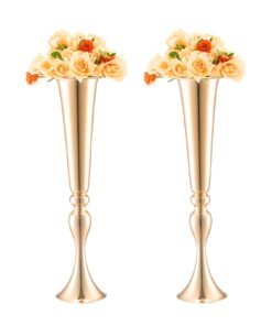 VEVOR Set of 2 Gold Metal Trumpet Wedding Flower Vases