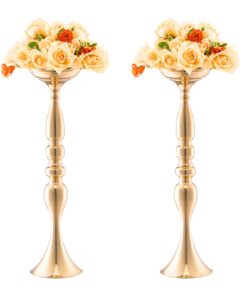 VEVOR 24PCS Gold Metal Wedding Flower Vase 50cm/19.7” Floral Stand for Table Decor