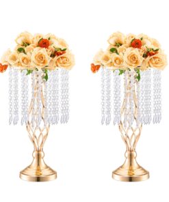 VEVOR 20PCS 43cm/16.9” Tall Gold Crystal Wedding Flower Stand Vase - Carbon Steel