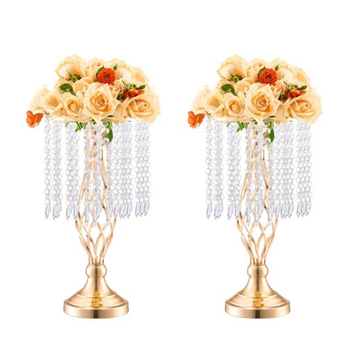 VEVOR 20PCS 43cm169 Tall Gold Crystal Wedding Flower Stand Vase Carbon Steel