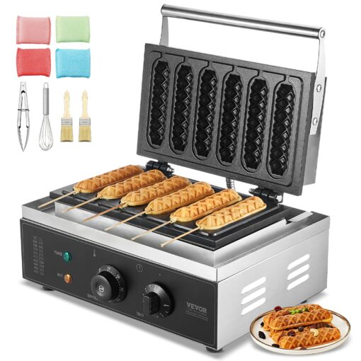 VEVOR 1500W Commercial Hot Dog Waffle Stick Maker with Temperature Control