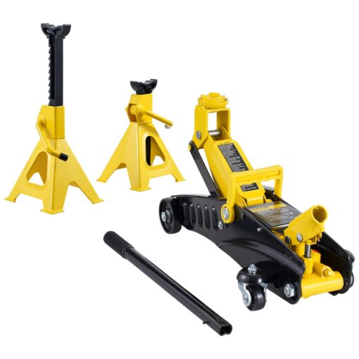 VEVOR 2 Ton Low Profile Floor Jack and Jack Stand Combo with Hydraulic Pump Adjustable Lift Height 117 325 mm 46 128 in Safe and Durable for Automotive Repairs