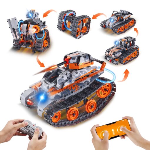 VEVOR 5 in 1 STEM Building Kit for Kids App Remote Controlled CarRobot with 554 Pieces