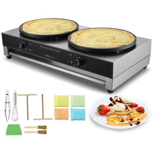 VEVOR Commercial Electric Crepe Maker 3400W Double Head with Dual Temperature Control