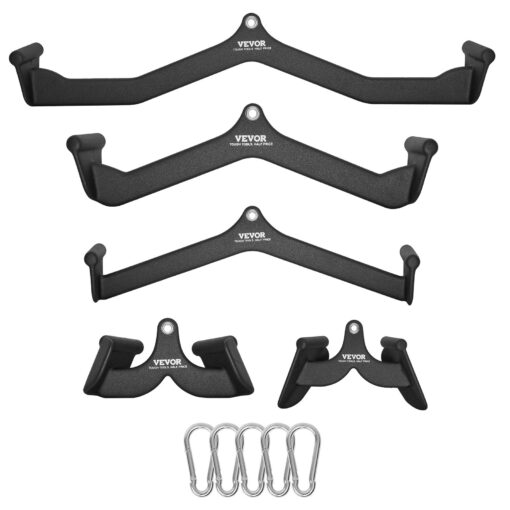 VEVOR Solid Steel Lat Pulldown Bar Attachment Set with Ergonomic Grip and Carabiners