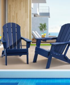 VEVOR Set of 2 Navy Blue Folding Adirondack Chairs
