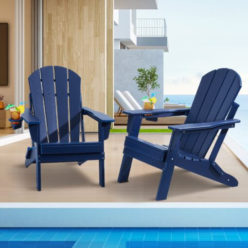 VEVOR Set of 2 Navy Blue Folding Adirondack Chairs