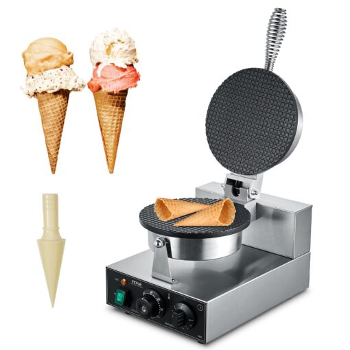 VEVOR 1230W Electric Waffle Cone Maker with Precision Temperature Control