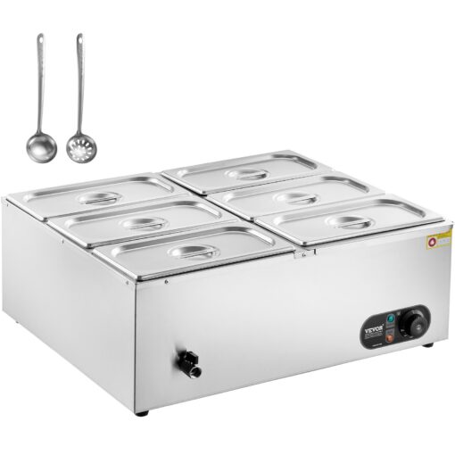 VEVOR Commercial Electric Food Warmer with 6 x 47L 5Qt Pans