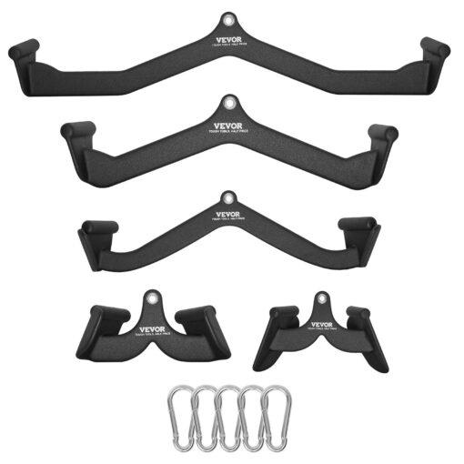 VEVOR Solid Steel Lat Pulldown Bar Attachment Set with Ergonomic Grip and Carabiners