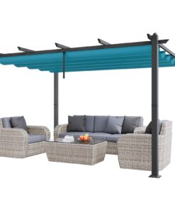 VEVOR 3x4m Āra Izvelkama Alumīnija Pergola ar Regulējamu Saules Aizsargājošo Pārsegu un UV Aizsardzību