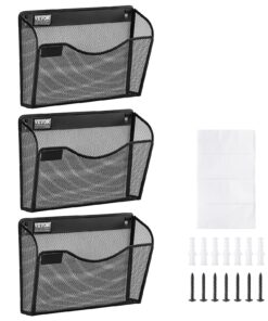 VEVOR 3-Piece Metal Mesh Wall File Holder with 1 Labeled Pocket
