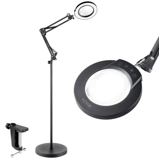 VEVOR 5X Magnifying Floor Lamp with LED Light and Adjustable Stand