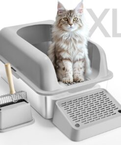 VEVOR Stainless Steel Cat Litter Box with 162mm (6.38 in) High Walls