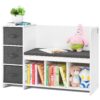VEVOR Kids Reading Nook Bench with 6 Cubby Storage and Seat Cushion