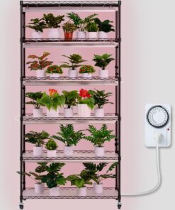 VEVOR 6-Tier Indoor Plant Stand with 180W Grow Light and Timer