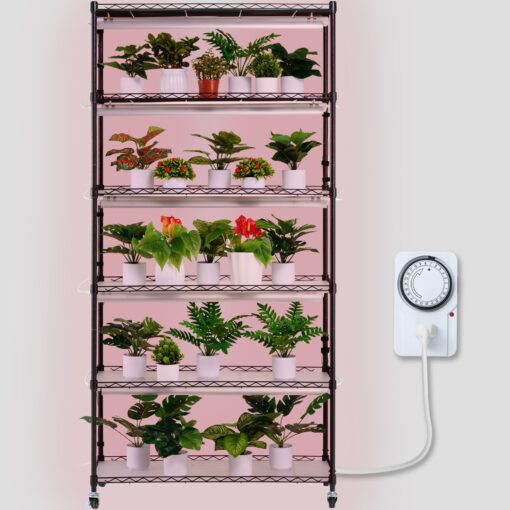 VEVOR 6 Tier Indoor Plant Stand with 180W Grow Light and Timer