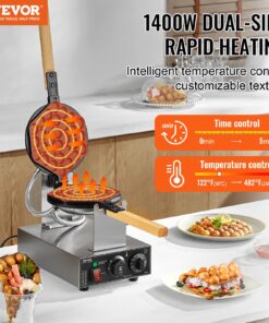 Non-Stick Egg Pancake Baker with 180° Rotation and Adjustable Temperature (50-250°C / 122-482°F)