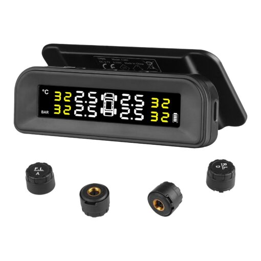 VEVOR Solar Powered RV Tire Pressure Monitoring System with 4 Sensors