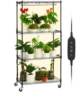 VEVOR 4-Tier Plant Stand with Adjustable Grow Lights