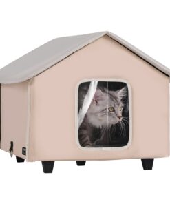 VEVOR Elevated Heated Cat House with Adjustable Thermostat and Insulation