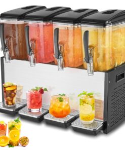 VEVOR Commercial Beverage Dispenser with 4 x 12L (3.17 Gallon) Tanks for Cold Juice and Ice Drinks