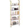 VEVOR Industrial Wall Mount 5 Tier Metal Pipe Shelf 61x30cm 24x118in Gold White