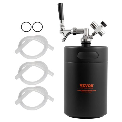 VEVOR 5L 170oz Pressurized Mini Beer Keg with CO2 Dispenser