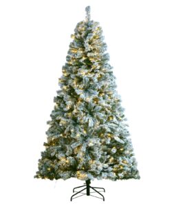 VEVOR 2.3m (7.5ft) Prelit Flocked Artificial Christmas Tree with 550 LED Lights and 1346 Branch Tips