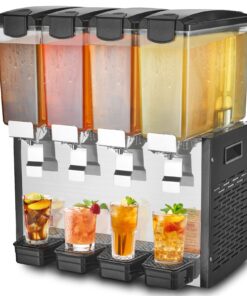 VEVOR Commercial Beverage Dispenser 4 x 10L (10.6 Qt) Tanks with Efficient Cooling and Durable Stainless Steel for Juice