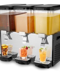 VEVOR Commercial Beverage Dispenser with 3 x 18L (4.75 Gallon) Tanks - Cold Juice and Ice Drink Machine with Efficient Cooling