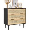 VEVOR Natural Rattan Dresser with 3 Drawers