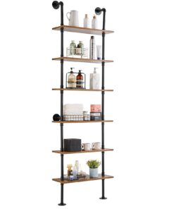 VEVOR 6-Tier Industrial Pipe Wall-Mount Shelf for Kitchen and Bedroom