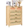 VEVOR Natural Rattan Dresser with 5 Drawers for Bedroom