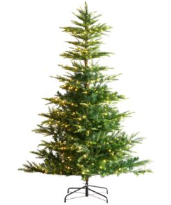 VEVOR 6.5ft (1.98m) Prelit Artificial Christmas Tree with 350 Warm White LEDs and 900 Tips for Indoor and Outdoor Use