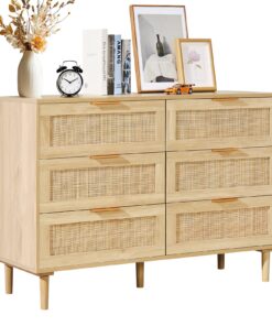 VEVOR Natural Rattan 6-Drawer Dresser