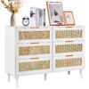 VEVOR Natural Rattan Dresser with 6 Drawers
