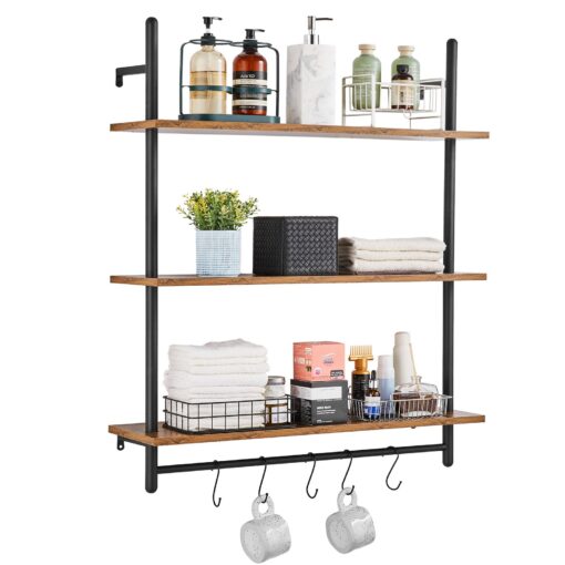 VEVOR 3 Tier Industrial Pipe Shelf 81x25cm Wall Mount with Strong Weight Bearing for Kitchen and Bedroom