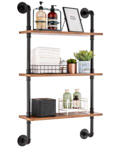 VEVOR Industrial Wall-Mount Pipe Shelf 3 Tier - 61x20 cm (24x7.87 in) for Kitchen and Bedroom