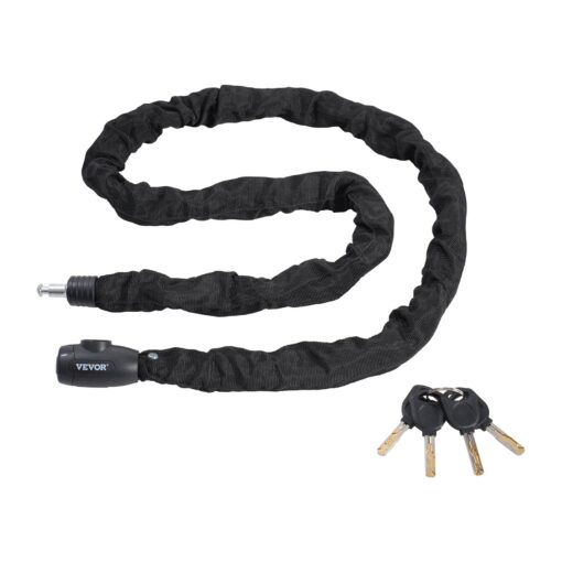 VEVOR 18m 591 Ft Heavy Duty Anti Theft Bicycle Chain Lock with 4 Keys and Protective Sleeve