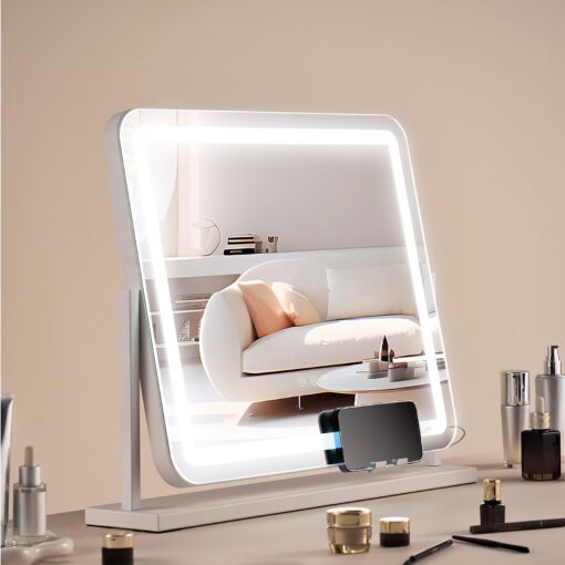 VEVOR 55x45 cm Lighted Makeup Mirror with 3 Color Adjustable LED Lighting and USB Port