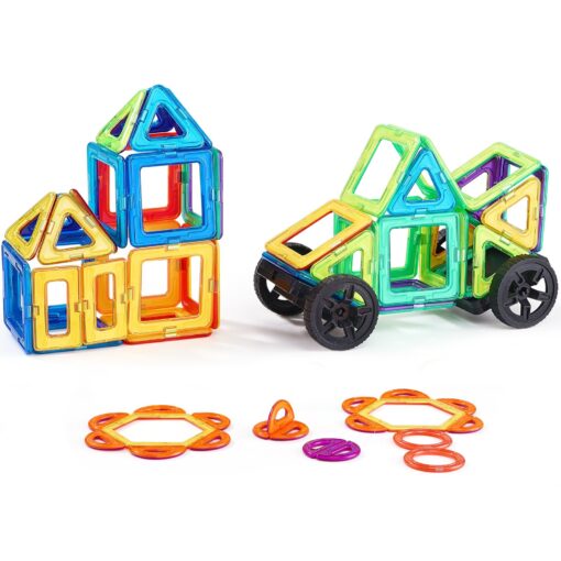 VEVOR 62 Piece Magnetic Building Tiles Set for Kids Includes Wheels